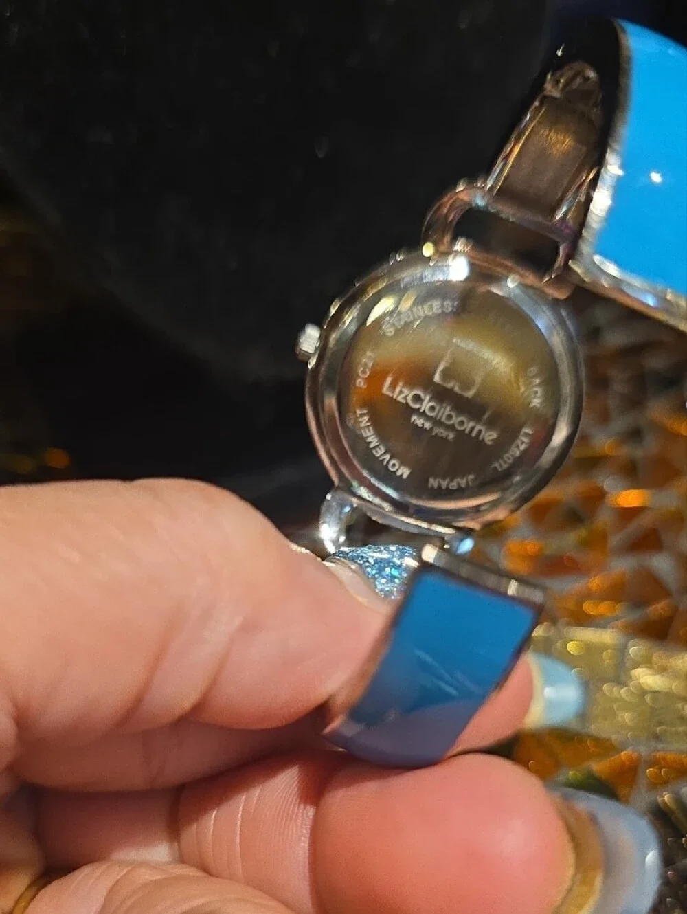 Liz Claiborne Turquoise and Light Blue Striped Women's Watch